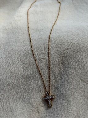 vintage Avon ribbon loop cross necklace with Rhinestones
